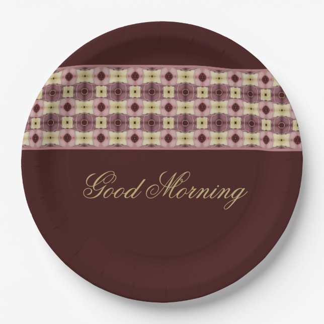 Plato De Papel Borgoña Y Rosa (Anverso)