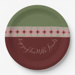 Plato De Papel Borgoña y verde