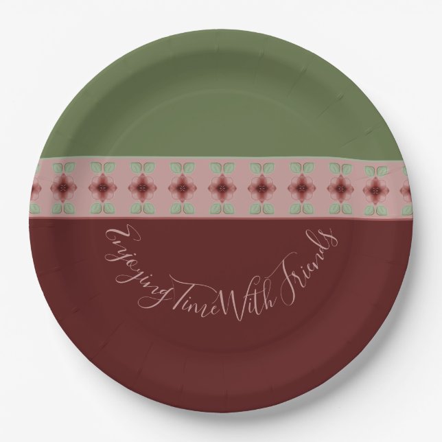 Plato De Papel Borgoña y verde (Anverso)