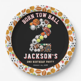 Plato De Papel Born 2 Ball Sport Themed Boy 2nd Birthday Party