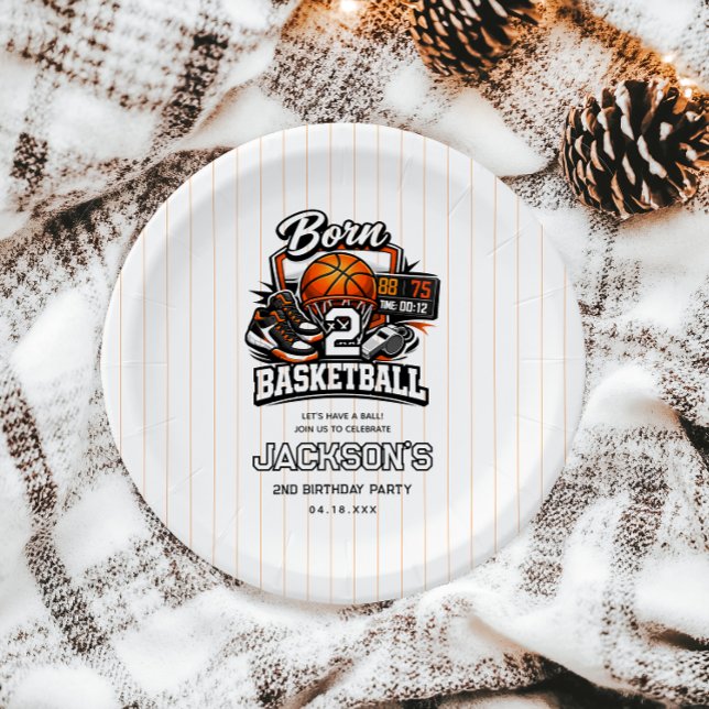 Plato De Papel Born 2 Basketball | Sports Themed 2nd Birthday (Born 2 Basketball | Sports Themed 2nd Birthday Paper Plates
)