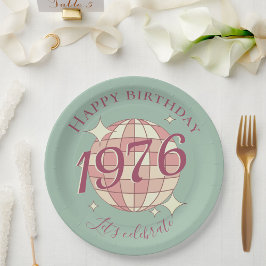 Plato De Papel Born in 1976 50th birthday party decor Paper Plate