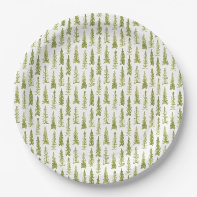 Plato De Papel Bosque acuarela (Anverso)