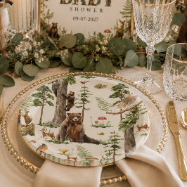 Plato De Papel Bosque Animal Forest Patrón salvaje baby shower