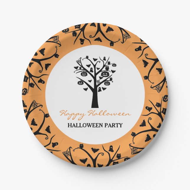 Plato De Papel Bosque atormentado, Halloween (Anverso)