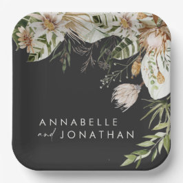 Plato De Papel Bosque botánico natural bohemio moderno y elegante