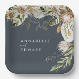 Plato De Papel Bosque botánico natural bohemio moderno y elegante