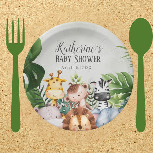 Plato De Papel Bosque de animales de Safari de la Selva Cute