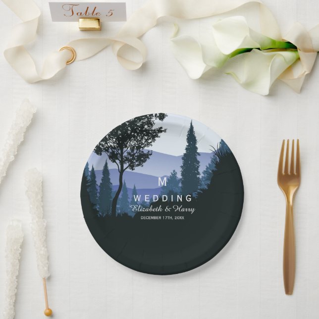 Plato De Papel Bosque de bosques azules, Boda ruso (Boda)