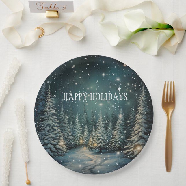 Plato De Papel Bosque de invierno (Boda)