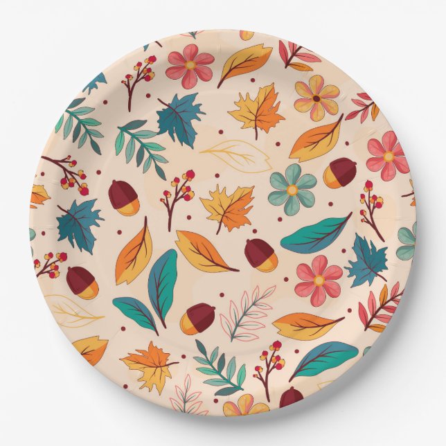 Plato De Papel Bosque de Otoño (Anverso)