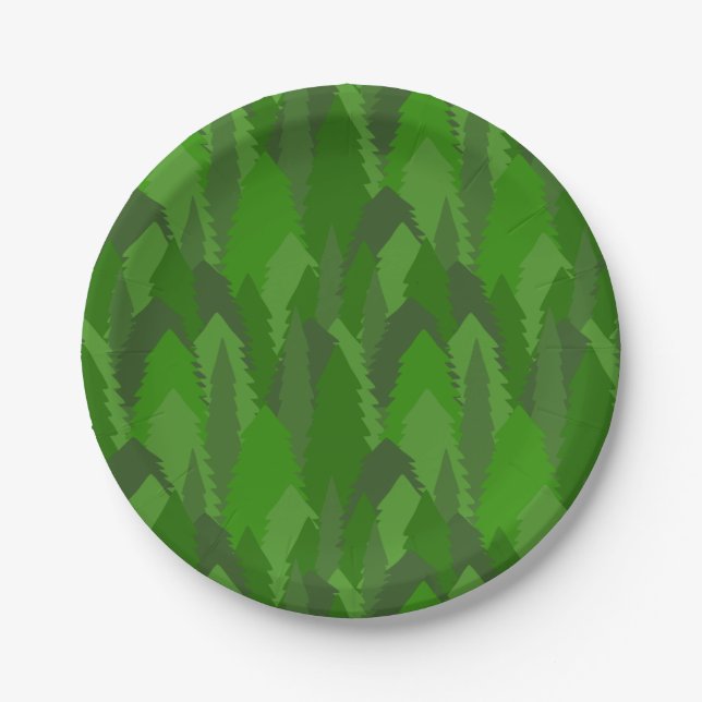 Plato De Papel Bosque de Pinos (Anverso)