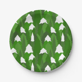 Plato De Papel Bosque de Pinos Nevado
