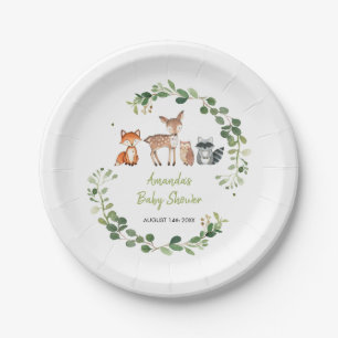 Plato De Papel Bosque de Woodland Oh Boy Baby Shower