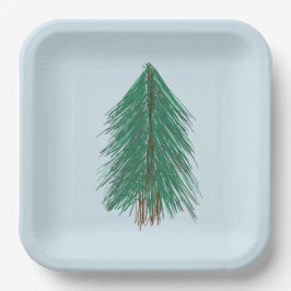 Plato De Papel Bosque Fir Tree