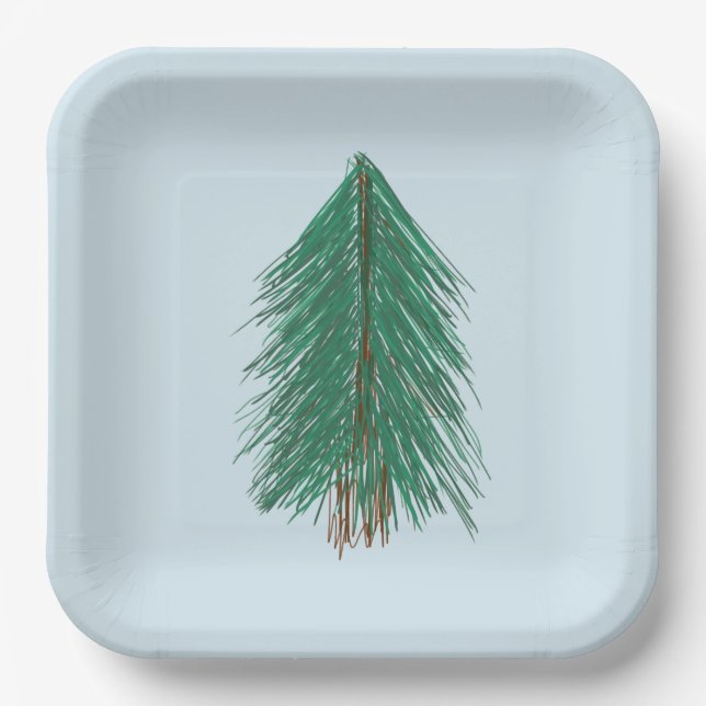Plato De Papel Bosque Fir Tree (Anverso)