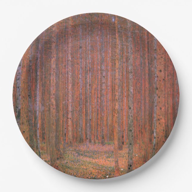 Plato De Papel Bosque Fir Tree (por Gustav Klimt) (Anverso)