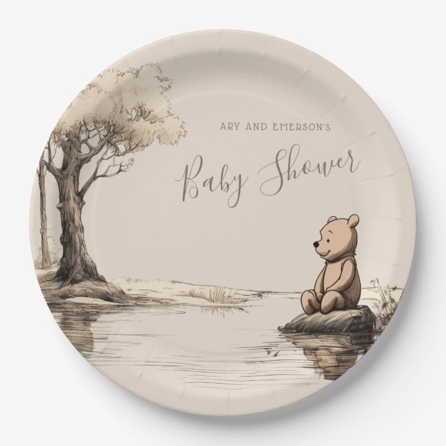 Plato De Papel Bosque infantil clásico | BABY SHOWER (Anverso)