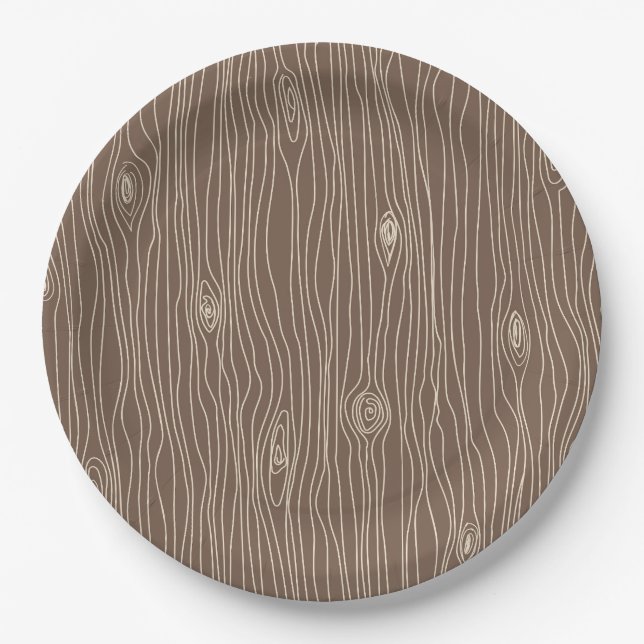 Plato De Papel Bosque rústico caprichoso de grano de madera (Anverso)