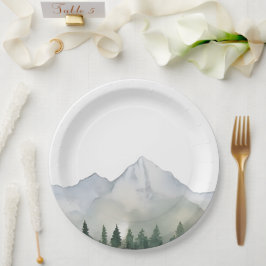 Plato De Papel Bosque Rústico y Boda de Montaña