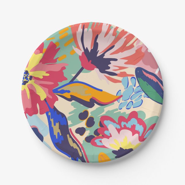 Plato De Papel Bosques y rosas (Anverso)