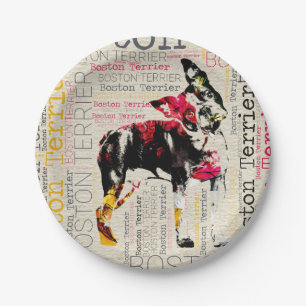 Plato De Papel Boston adorable Terrier