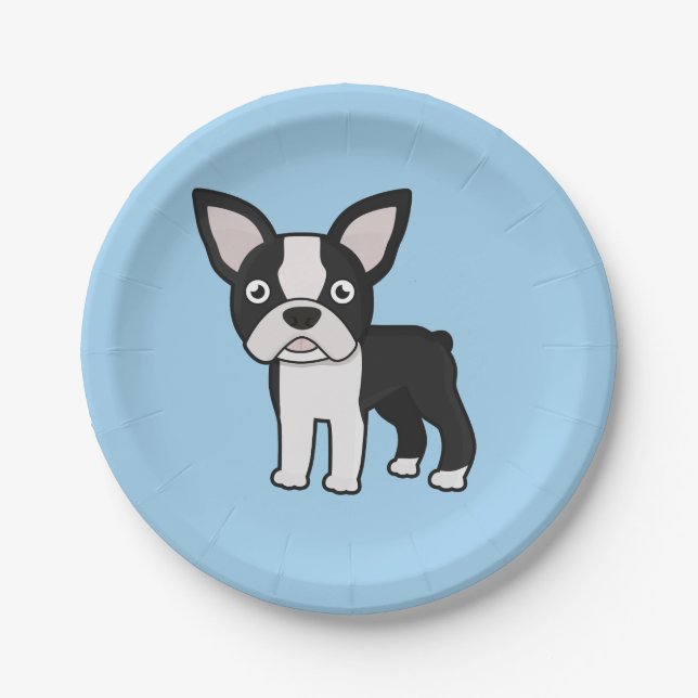 Plato De Papel Boston linda Terrier (Anverso)