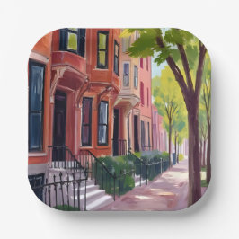Plato De Papel Boston Summer | Massachusetts Brownstones