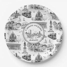 Plato De Papel Boston Toile (Ed. Aniversario) Negro/Blanco