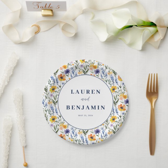 Plato De Papel Botánica Floral Alegre (Boda)
