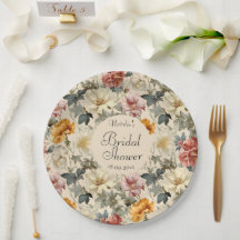 Botánica retro elegante de lujo Ducha de novia