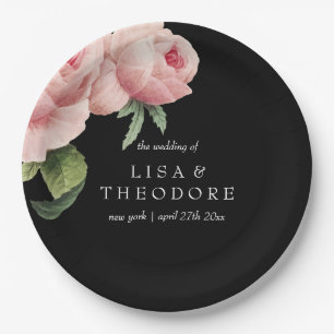 Plato De Papel Botanica Rosas Pink Vintage Boda