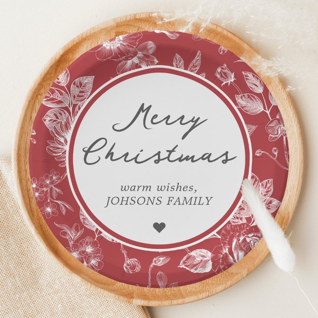 Plato De Papel Botanical Christmas (Christmas Family Holiday Paper Plate)