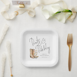 Plato De Papel Botas de guión elegante y despedida de soltera bur