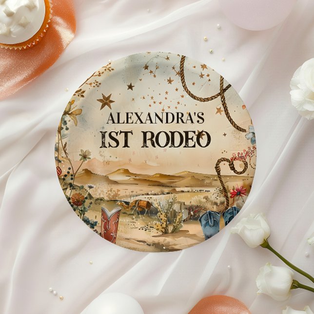 Plato De Papel Botas de Rodeo y Cumpleaños 1 de Cactus (Subido por el creador)