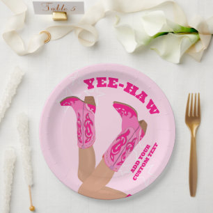 Plato De Papel Botas de Vaquera Personalizadas