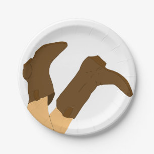 Plato De Papel Botas de Vaquero