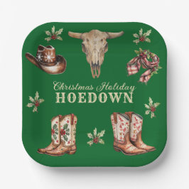 Plato De Papel Botas de vaquero de hoedown de Navidad Cráneo Fies