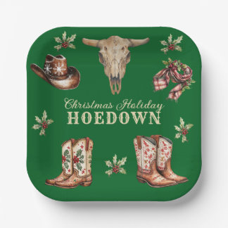 Plato De Papel Botas de vaquero de hoedown de Navidad Cráneo Fies