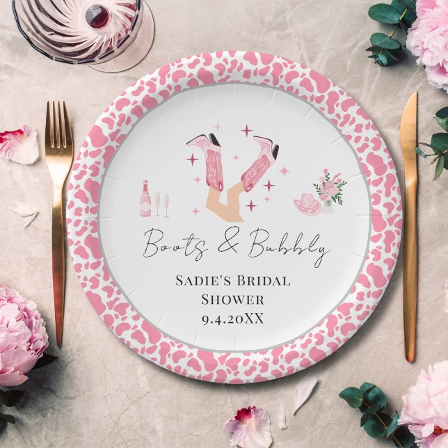 Plato De Papel Botas de Vaquero Rosas y Brindis de Despedida de S (Subido por el creador)