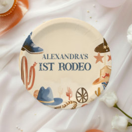 Plato De Papel Botas de Vaquero Rústicas Cumpleaños 1