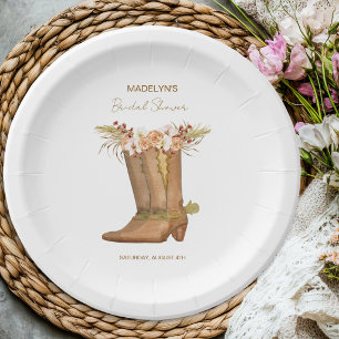Plato De Papel Botas Elegantes de Vaquera para Despedida de Solte