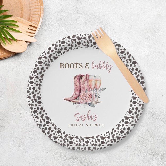 Plato De Papel Botas y Burbujas Elegante Fiesta de Despedida de S (Subido por el creador)
