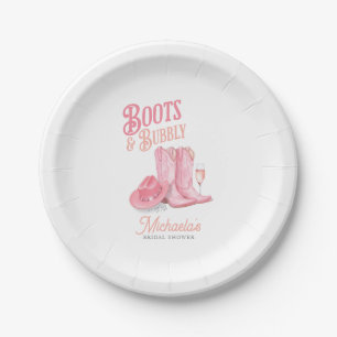 Plato De Papel Botas y Burbujas Fiesta de Despedida de Soltera Va