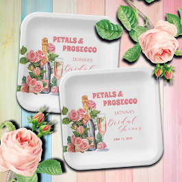 Plato De Papel Botella de Petales y Prosecco y ducha de novias pa