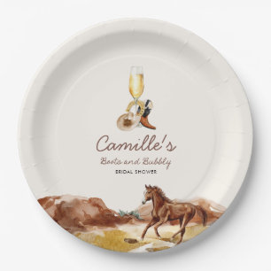 Plato De Papel Botes occidentales y ducha de novias burbujeante