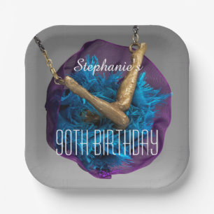 Plato De Papel Bottoms UP Purple and Grey 90th Birthday Party