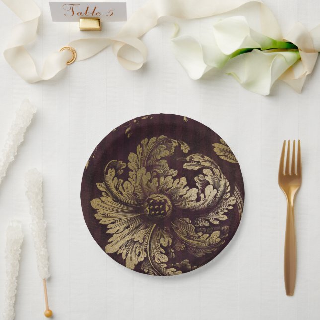Plato De Papel Boudoir Oscuro (Boda)