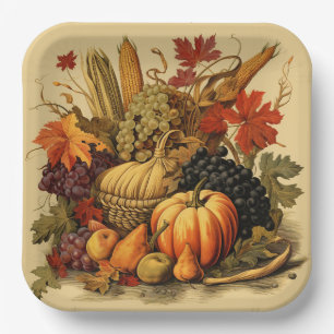 Plato De Papel Bountiful Harvest Basket: Bountiful Feast