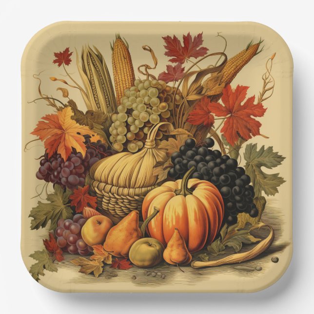 Plato De Papel Bountiful Harvest Basket: Bountiful Feast (Anverso)